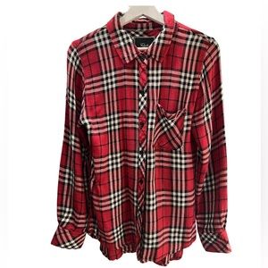 Rails red plaid button down